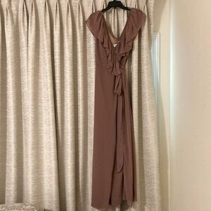 Ceremony Joanna August Taupe Bridesmaids Wrap Dress-Medium